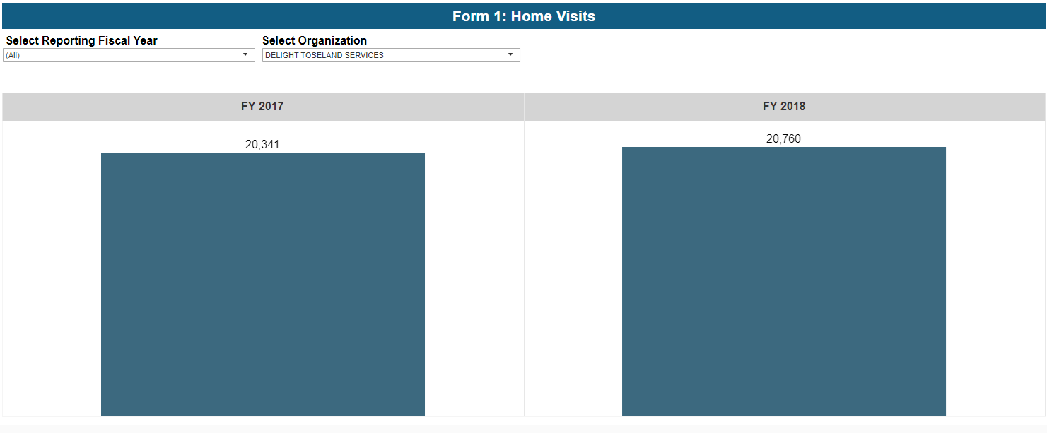 Screenshot of Home Visits dashboard