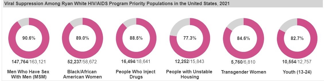 Screenshot of the Outcome Measure among Priority Populations chart