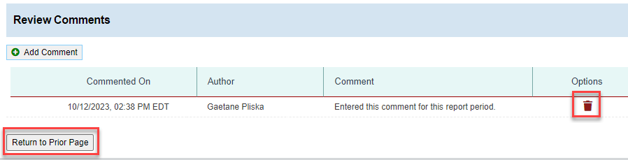 Screenshot of Delete button selection