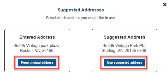 Suggested Addresses Popup