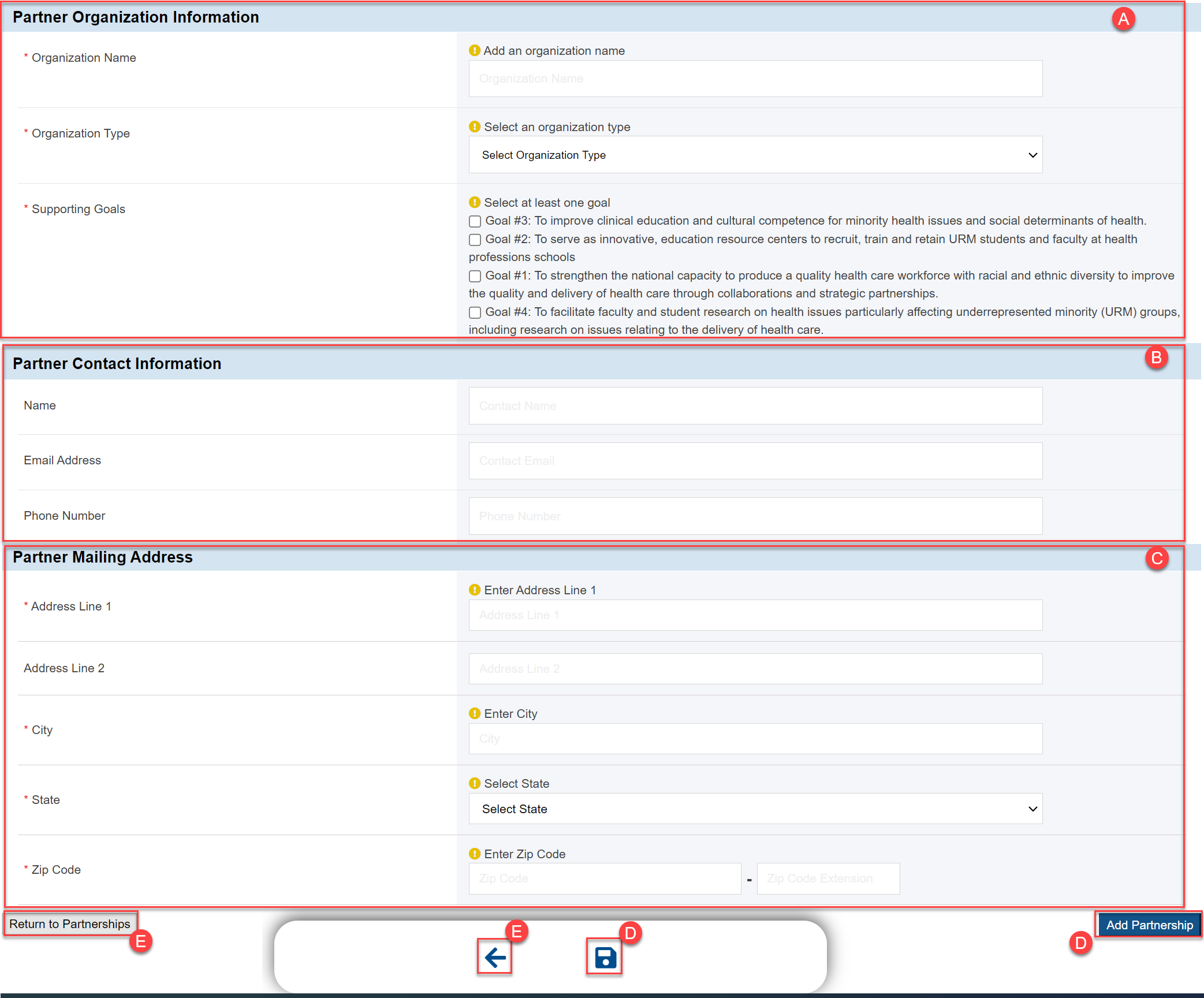 Screenshot of Partnerships Page