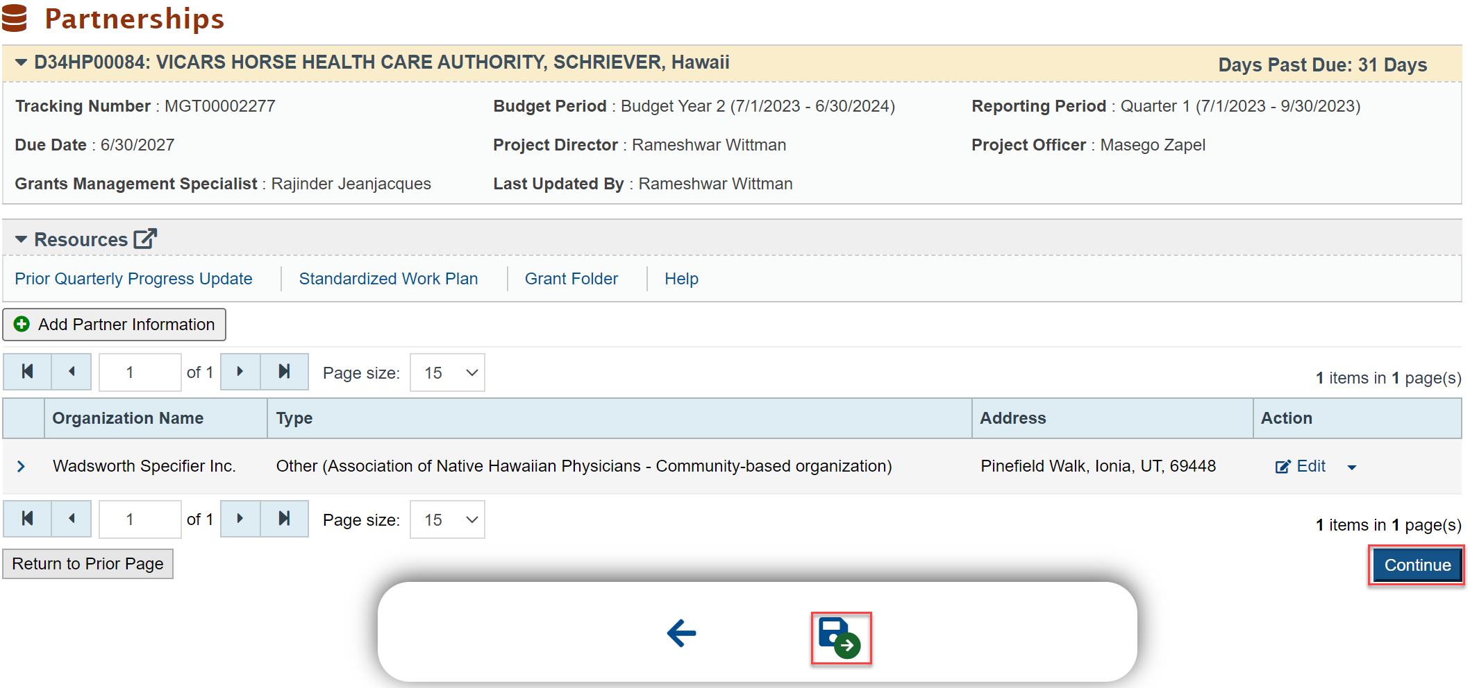 Screenshot of Partnerships Page