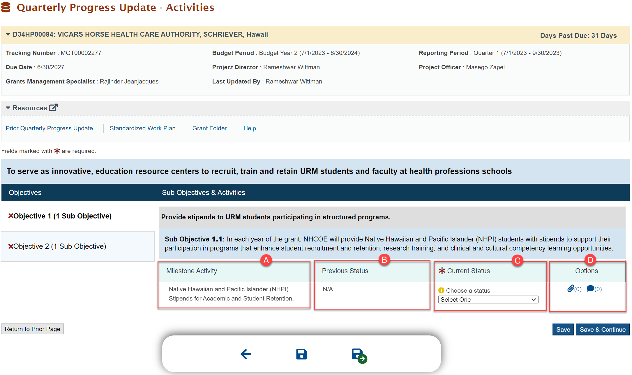 Screenshot of Activities Page Bottom Overview