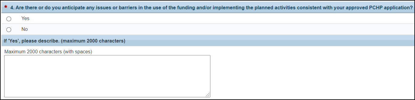 Question 4 on the FY20 PCHP progress report form