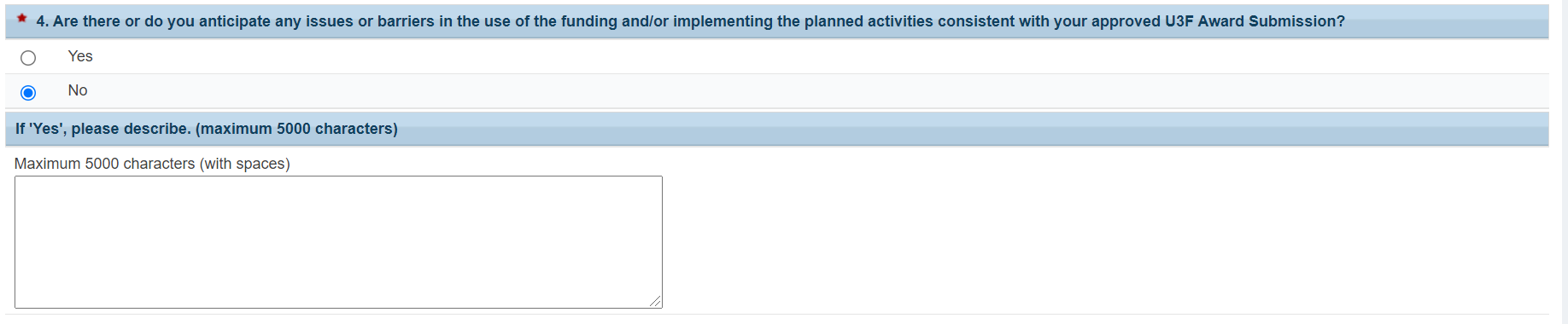 Question 4 on the ARP NTTAP progress report form