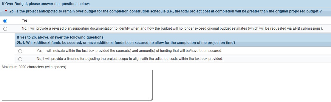 Page 3a - Question 2b - Project Anticipated to Remain Over Budget