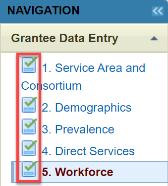 Screenshot of Left Navigation bar showing all forms compete