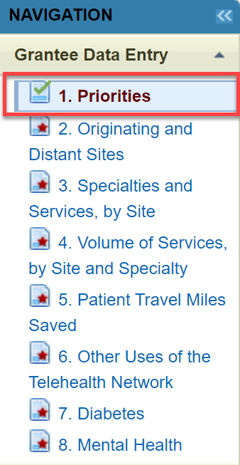 Screenshot of Left Navigation bar with green checkmark highlighted