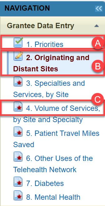 Screenshot of Left Navigation bar highlighting the Pencil Icon indicating a form is incomplete