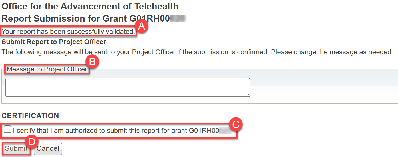 Screenshot of Validation Confirmation page highlighting ways to confirm validation