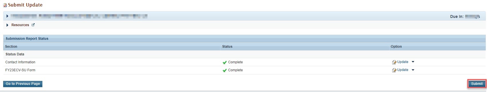 submit update page