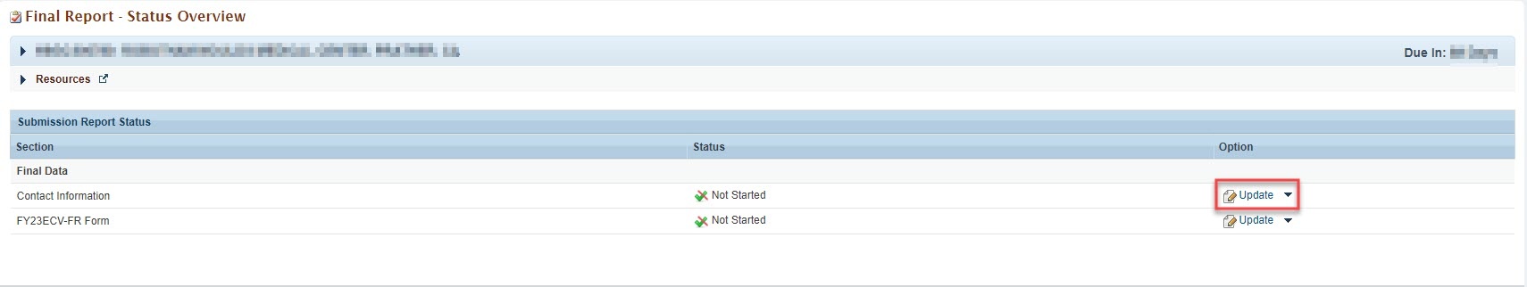 status overview page