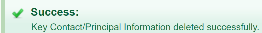 Screenshot of Delete success message