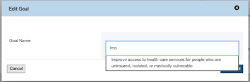 Screenshot of Edit Goal popup