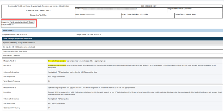 Screenshot of Keywords search population