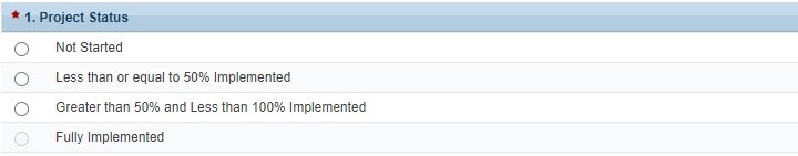Screenshot of Project status