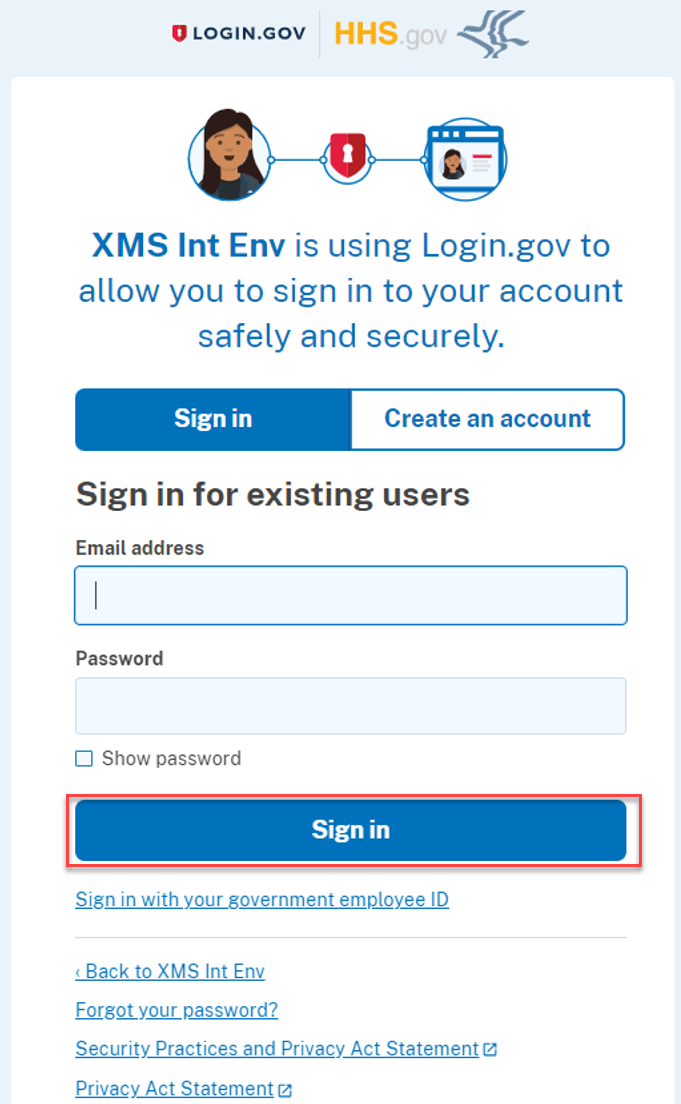 Screenshot of the XMS login screen