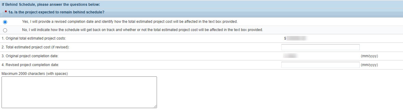 Screenshot of Project schedule question