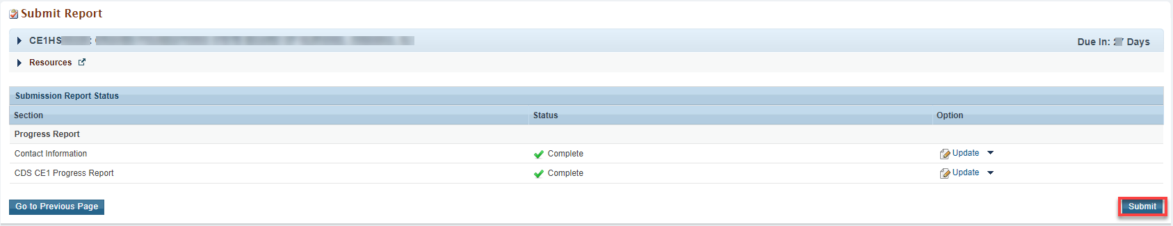 progress report submit page