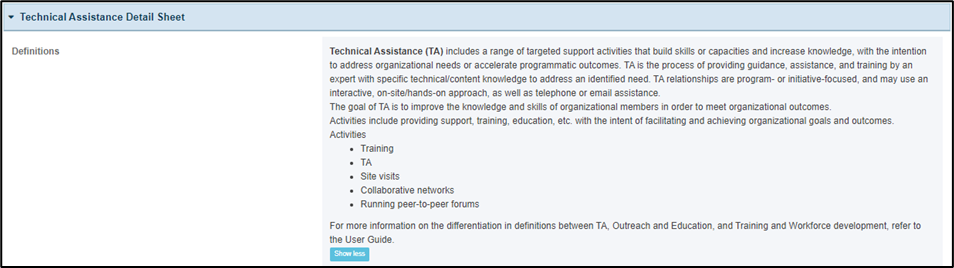 Definitions Screenshot of Definitions