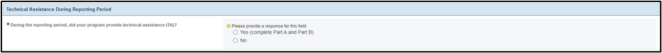 Screenshot of Tech assistance during reporting period