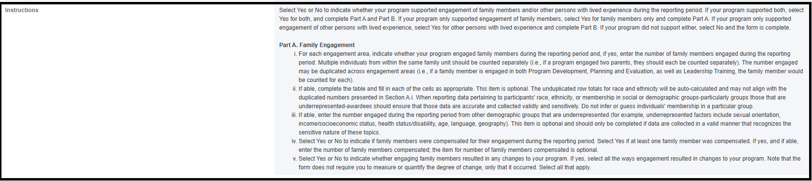 Screenshot of Engagement of Persons with Lived Experience Detail Sheet