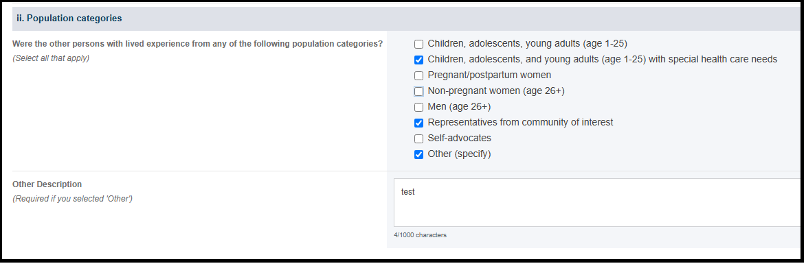 EHBs KB for Grantees > Engagement of Persons with Lived Experience > image-2025-5-14_15-51-29.png (Population categories) Screenshot Population categories