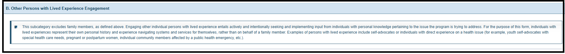 EHBs KB for Grantees > Engagement of Persons with Lived Experience > image-2025-5-14_15-51-3.png ( Other Persons with Lived Experience Engagement) Screenshot Other Persons with Lived Experience Engagement