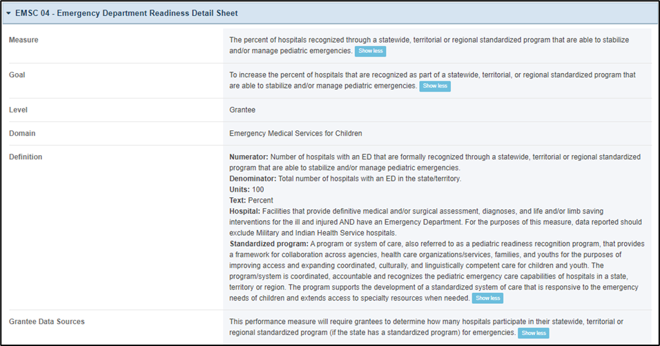 Screenshot of Detail sheet