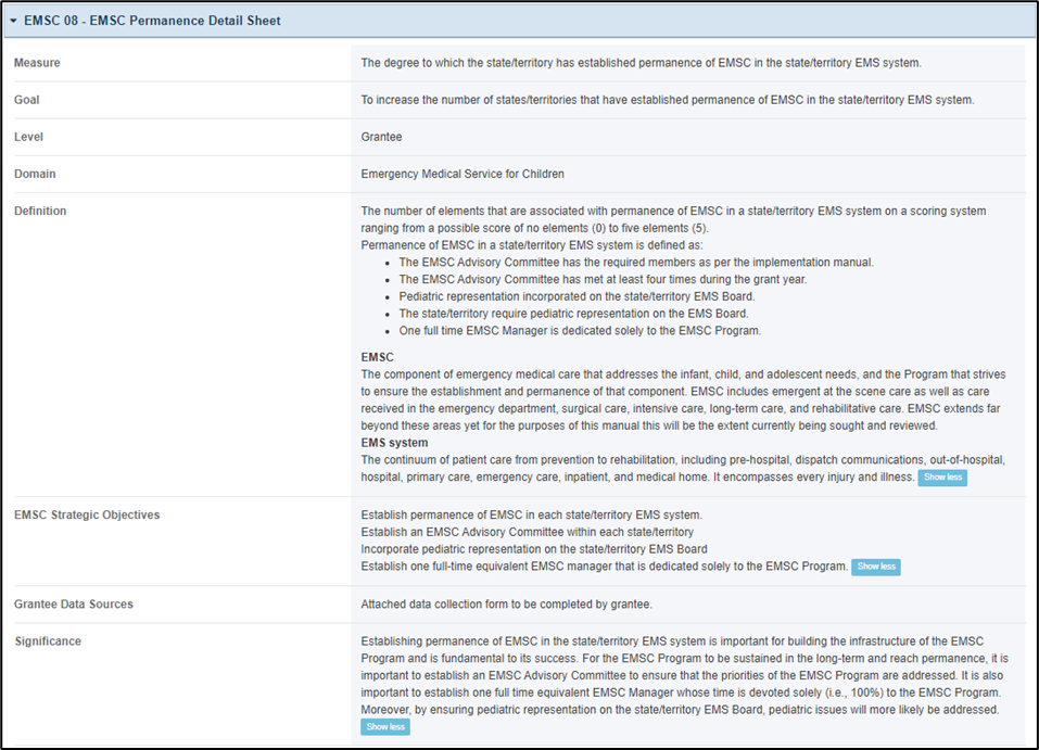 Screenshot of Detail Sheet