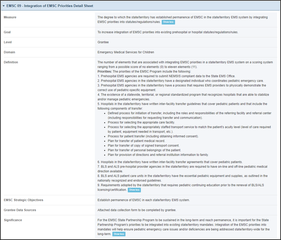 Screenshot of Detail sheet