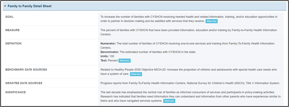 Screenshot of Detail Sheet
