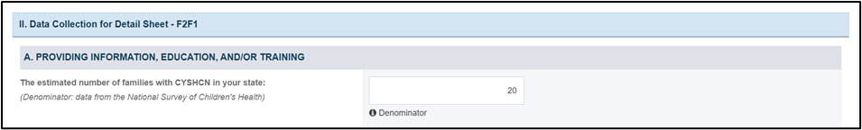 Screenshot of Data collection for detail sheet