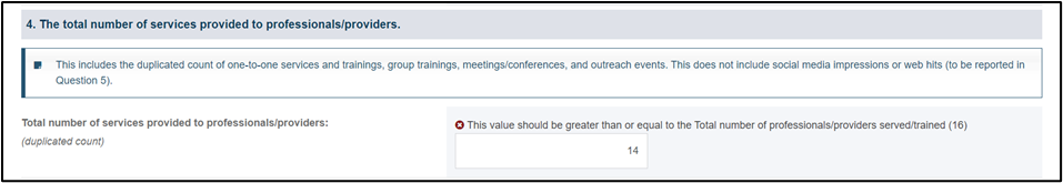Screenshot of professionals provided