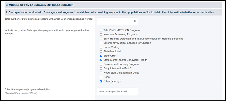Screenshot of models of family engagement collaboration
