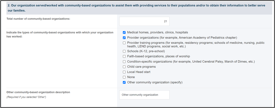 Screenshot of Community based organizations