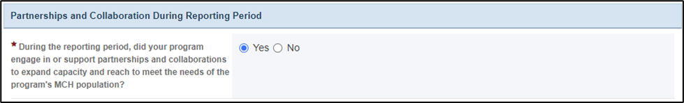 Screenshot ofPartnership and Collab during Reporting period