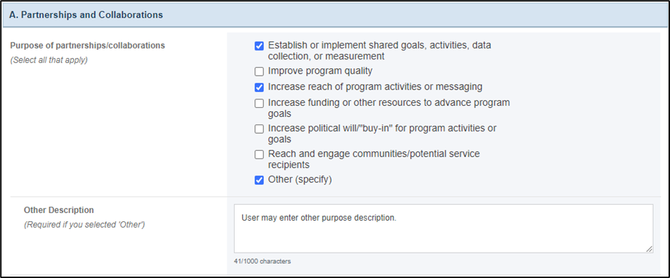 Screenshot of A. Partnership and Collaboration