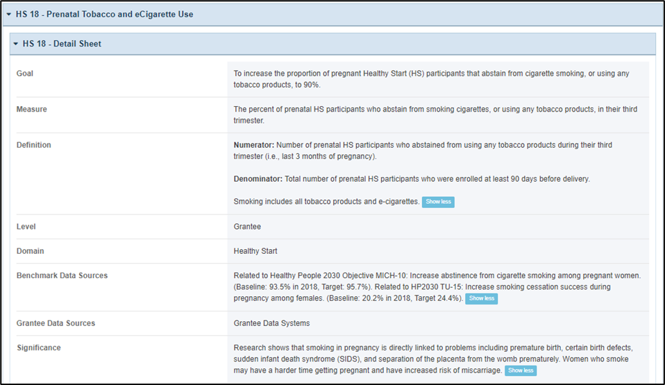 screenshot of detail sheet