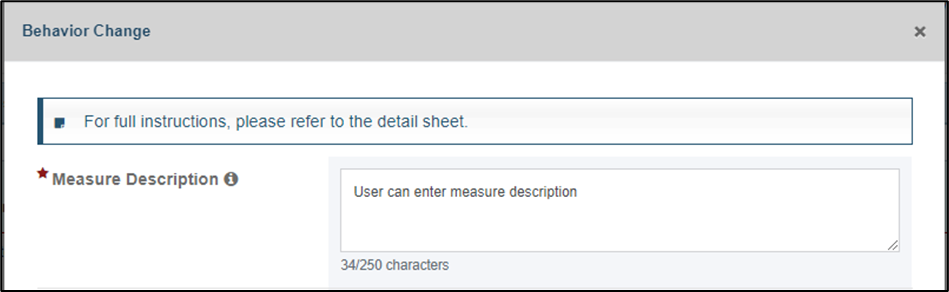screenshot of measure description