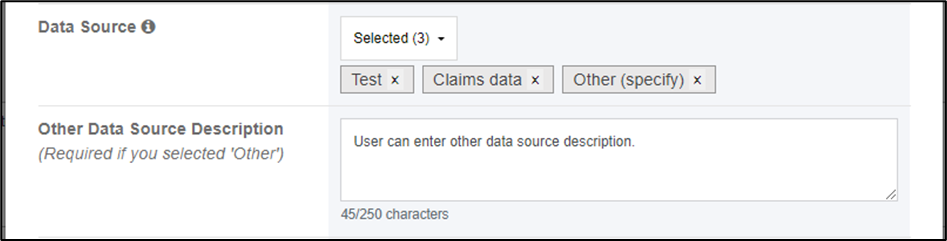 screenshot of data source selection
