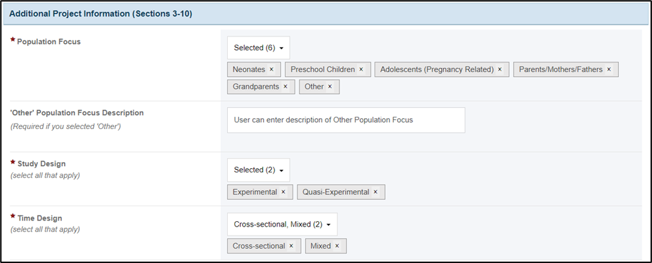 additional project information screenshot of additional project information