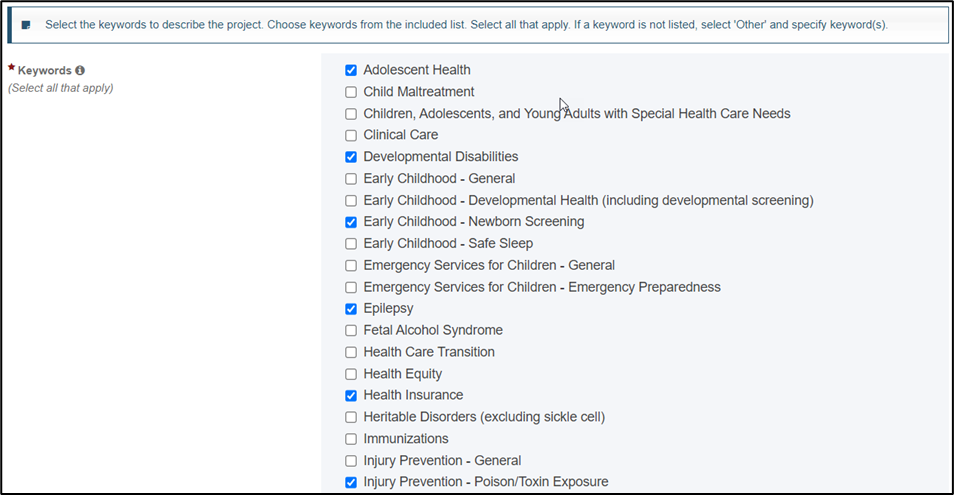 Keywords screenshot of Keywords