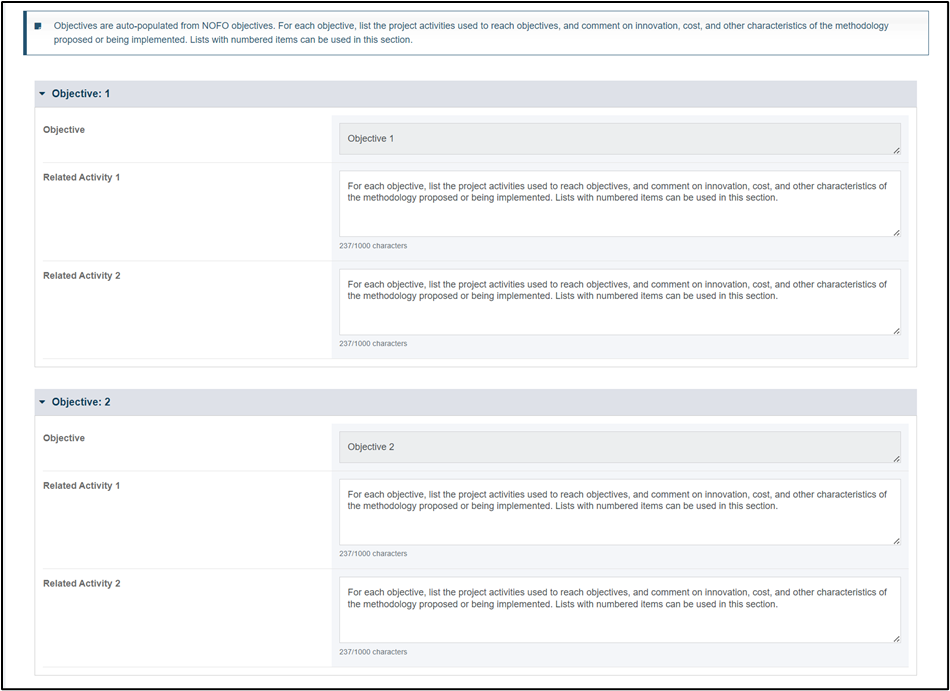 screenshot of Objectives