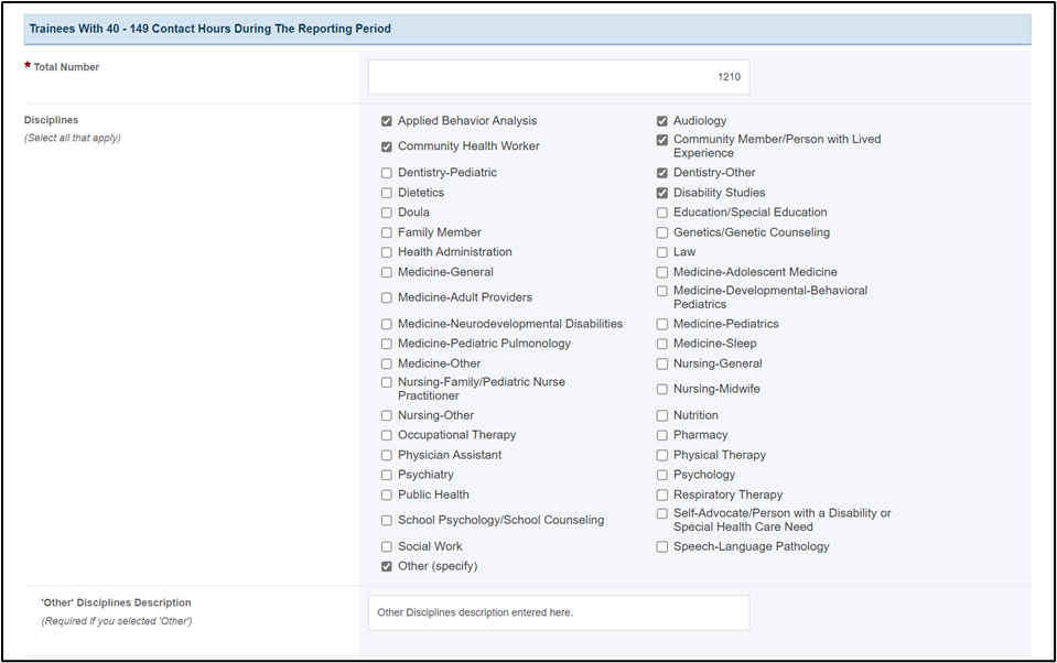 Screenshot of Reporting Period