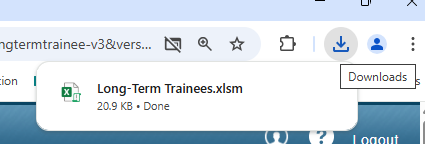Screenshot of the Downloaded Excel file to open
