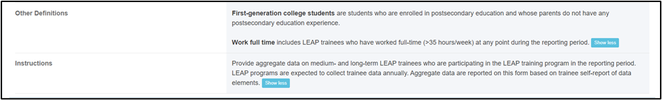 Screenshot of LEAP Form 2