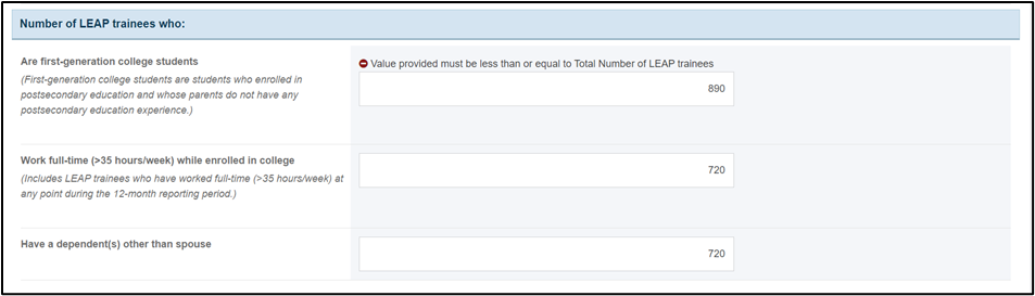 Screenshot of LEAP Trainees who Form