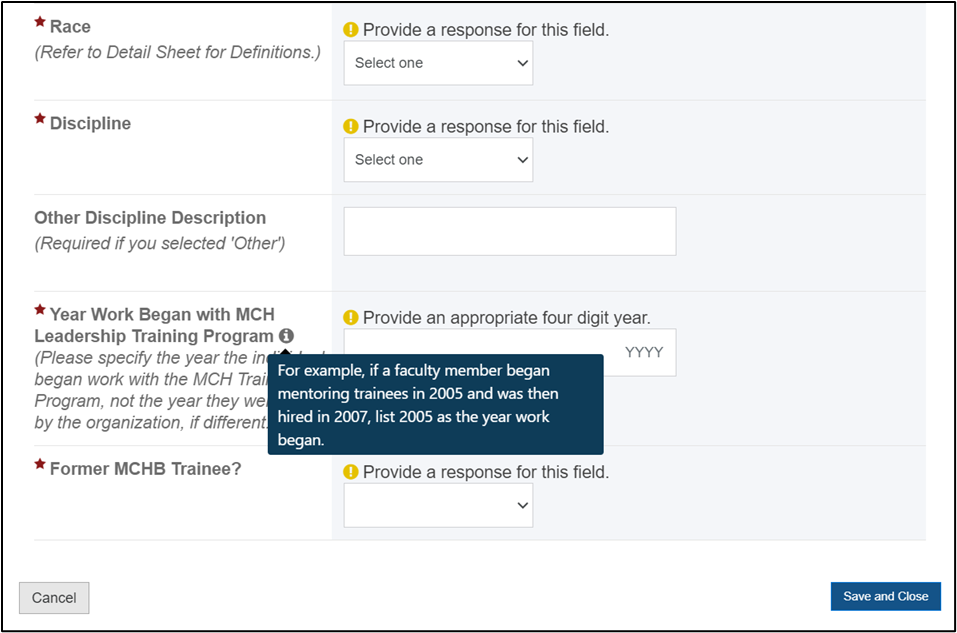 Screenshot of Faculty and staff details 2