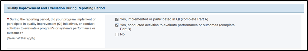 Screenshot of Reporting Period